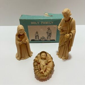 Christmas Vintage Boxed 1962 Holy Family Hard Plastic Nativity Set Hong Kong